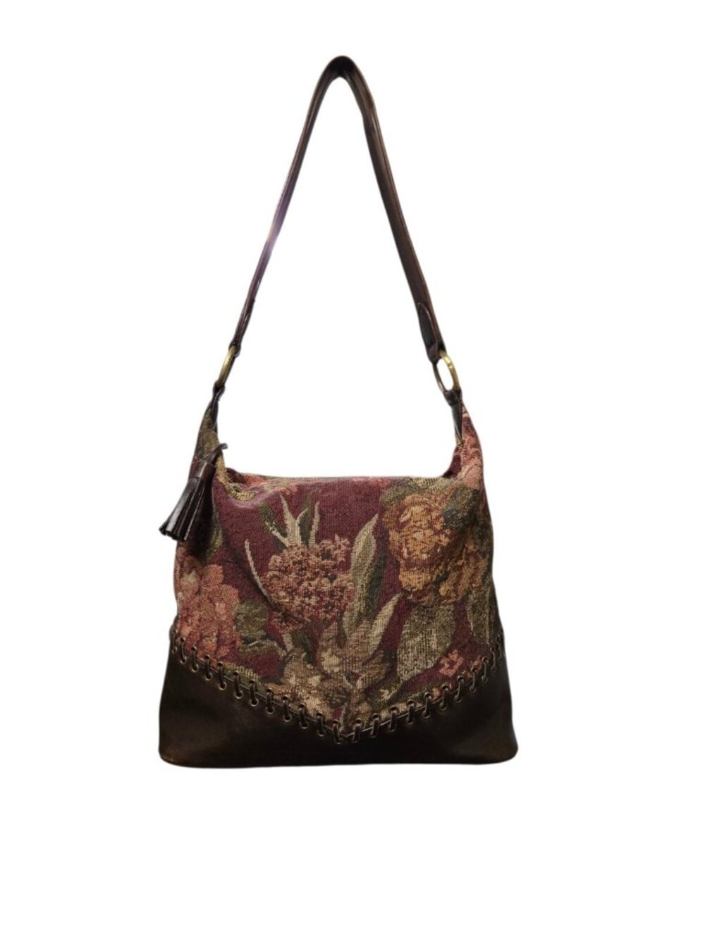 Vntg Naturalizer Tapestry Hobo Shoulder Bag Vegan Leather Casual Western Boho